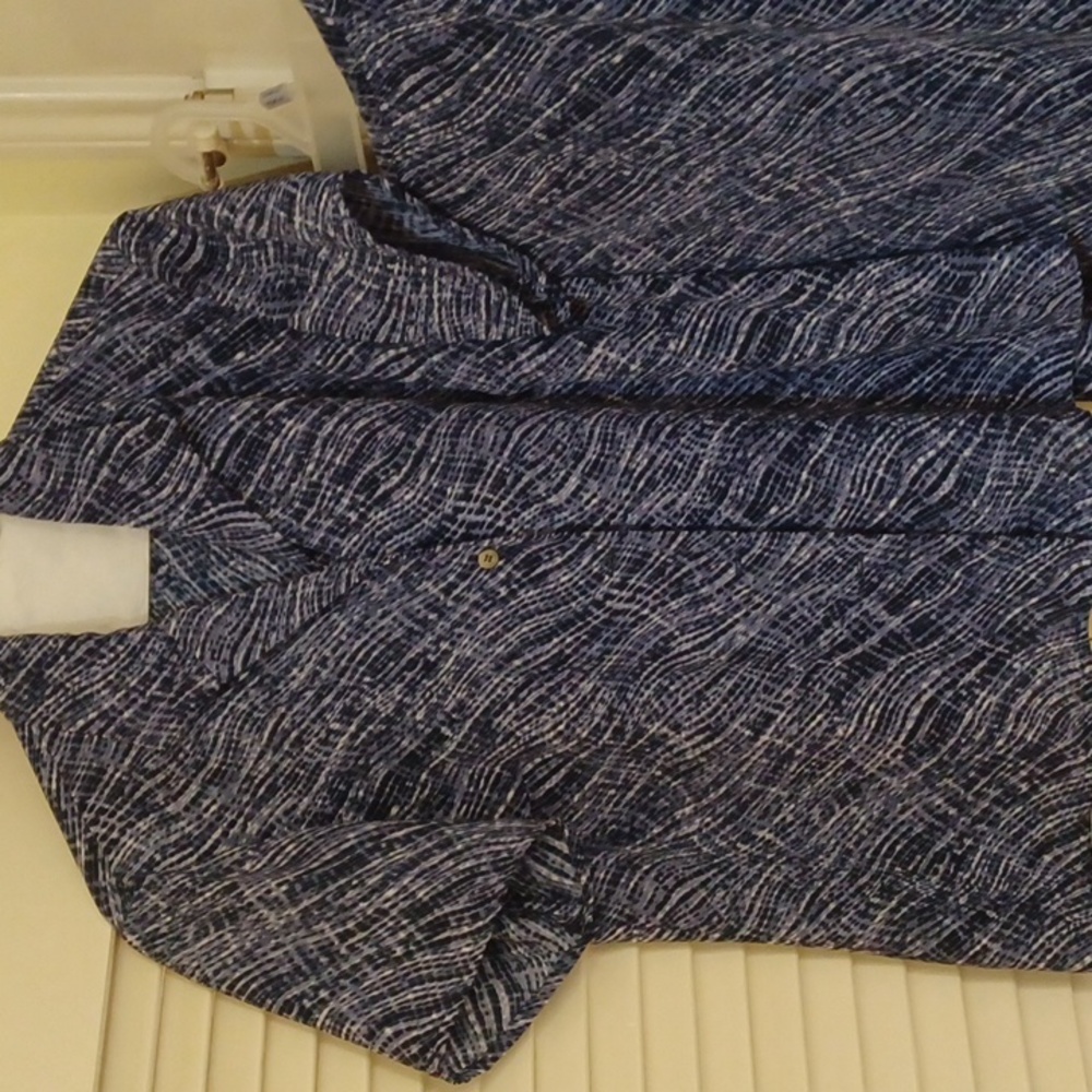 Skirt and top by Liz Claiborne, size 8, color combination is black, purple, whit
